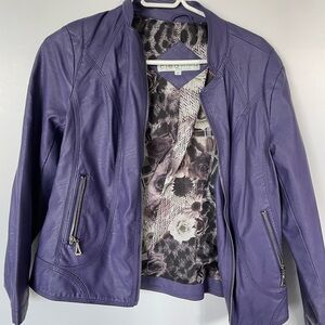 CLEO Purple Faux Leather Moto Jacket | size xs
